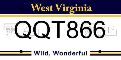 QQT866 West Virginia License Plate