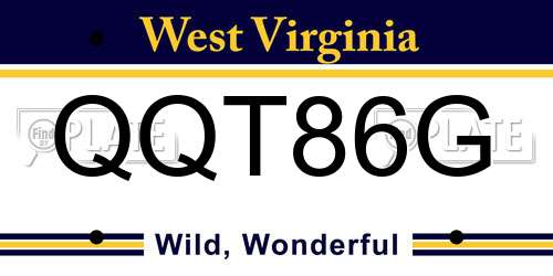 QQT86G West Virginia License Plate