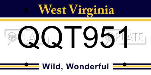 QQT951 West Virginia License Plate