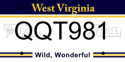 QQT981 West Virginia License Plate
