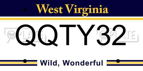 QQTY32 West Virginia License Plate