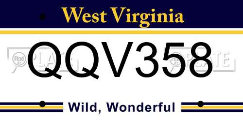 QQV358 West Virginia License Plate