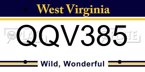 QQV385 West Virginia License Plate