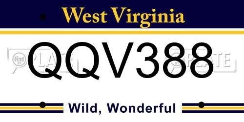 QQV388 West Virginia License Plate