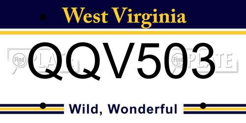QQV503 West Virginia License Plate