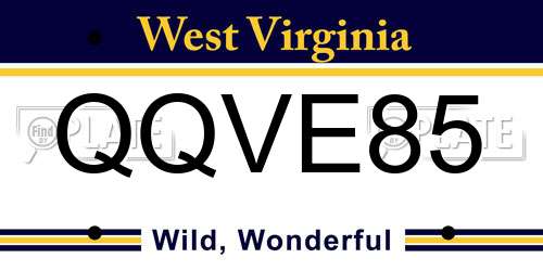 QQVE85 West Virginia License Plate