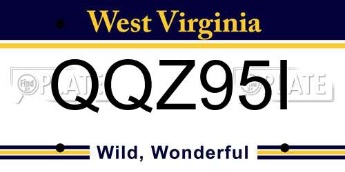 QQZ95I West Virginia License Plate