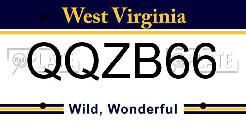 QQZB66 West Virginia License Plate