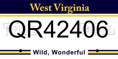 QR42406 West Virginia License Plate