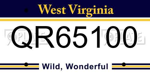 QR65100 West Virginia License Plate
