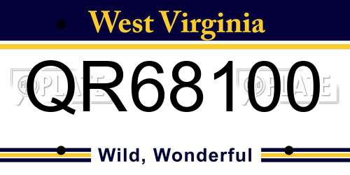 QR68100 West Virginia License Plate