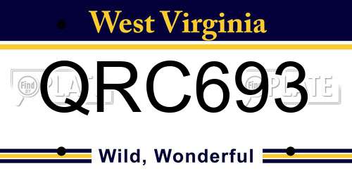 QRC693 West Virginia License Plate