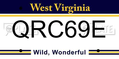 QRC69E West Virginia License Plate