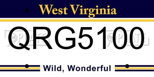 QRG5100 West Virginia License Plate