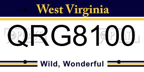 QRG8100 West Virginia License Plate