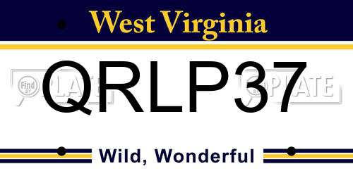 QRLP37 West Virginia License Plate