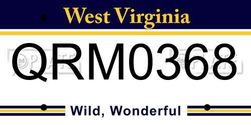 QRM0368 West Virginia License Plate