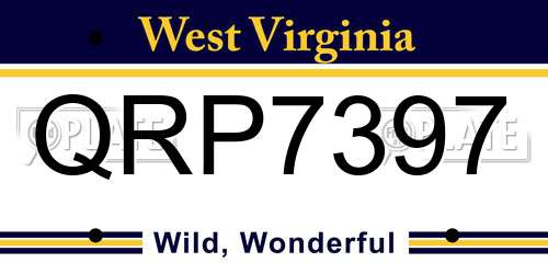 QRP7397 West Virginia License Plate