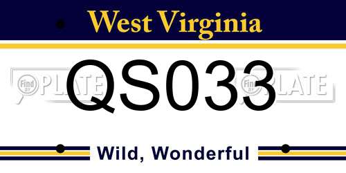 QS033 West Virginia License Plate