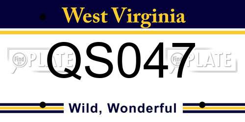 QS047 West Virginia License Plate