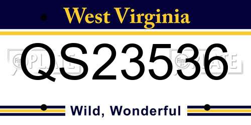 QS23536 West Virginia License Plate