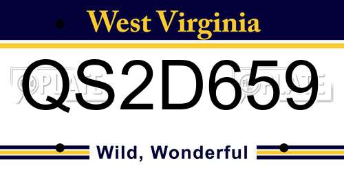 QS2D659 West Virginia License Plate