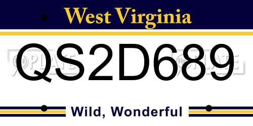 QS2D689 West Virginia License Plate