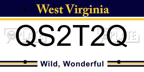 QS2T2Q West Virginia License Plate