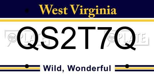 QS2T7Q West Virginia License Plate