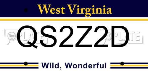 QS2Z2D West Virginia License Plate