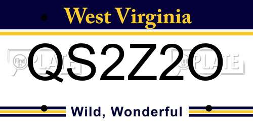 QS2Z2O West Virginia License Plate
