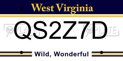 QS2Z7D West Virginia License Plate