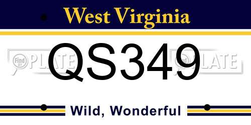 QS349 West Virginia License Plate