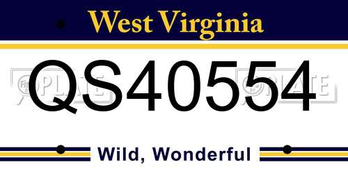 QS40554 West Virginia License Plate