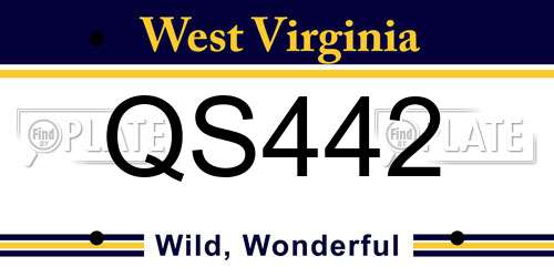 QS442 West Virginia License Plate