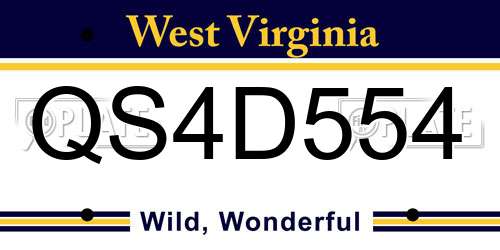 QS4D554 West Virginia License Plate