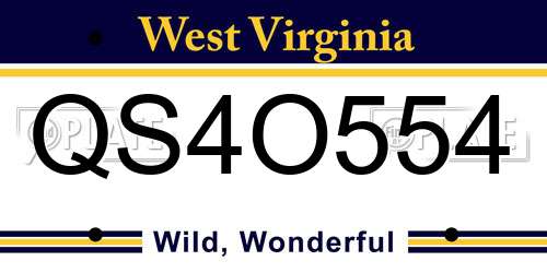 QS4O554 West Virginia License Plate