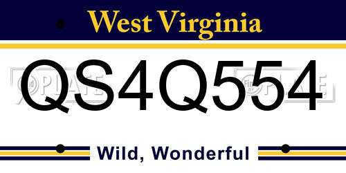 QS4Q554 West Virginia License Plate