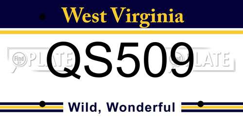 QS509 West Virginia License Plate