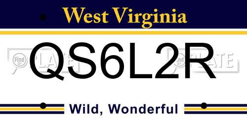 QS6L2R West Virginia License Plate