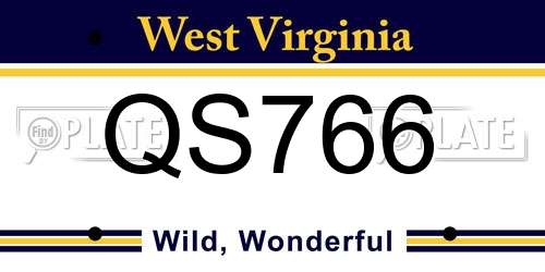 QS766 West Virginia License Plate