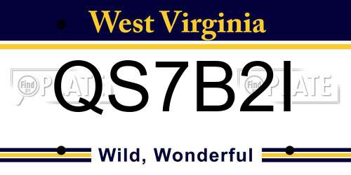 QS7B2I West Virginia License Plate