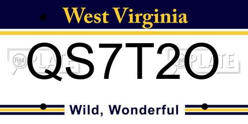 QS7T2O West Virginia License Plate
