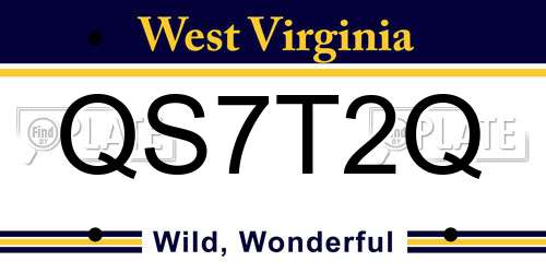 QS7T2Q West Virginia License Plate