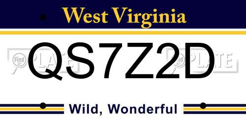 QS7Z2D West Virginia License Plate