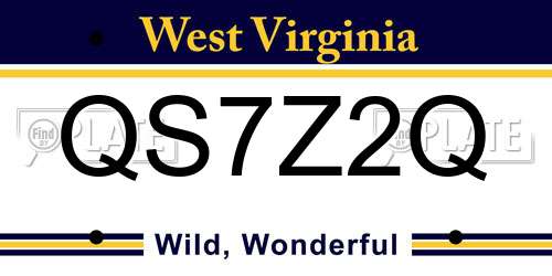 QS7Z2Q West Virginia License Plate