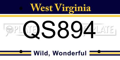 QS894 West Virginia License Plate