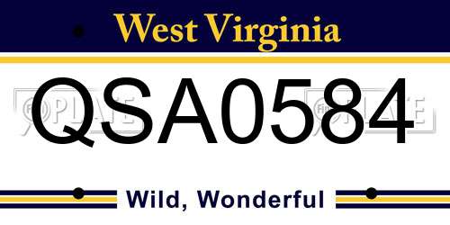 QSA0584 West Virginia License Plate