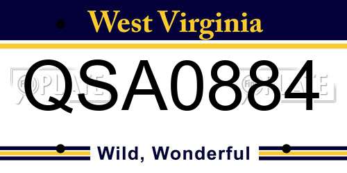 QSA0884 West Virginia License Plate