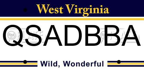 QSADBBA West Virginia License Plate